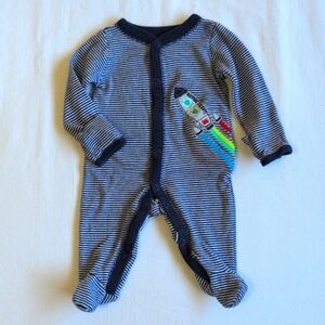 carter's newborn baby striped cotton rocket snap footie sleeper pajamas w mitts